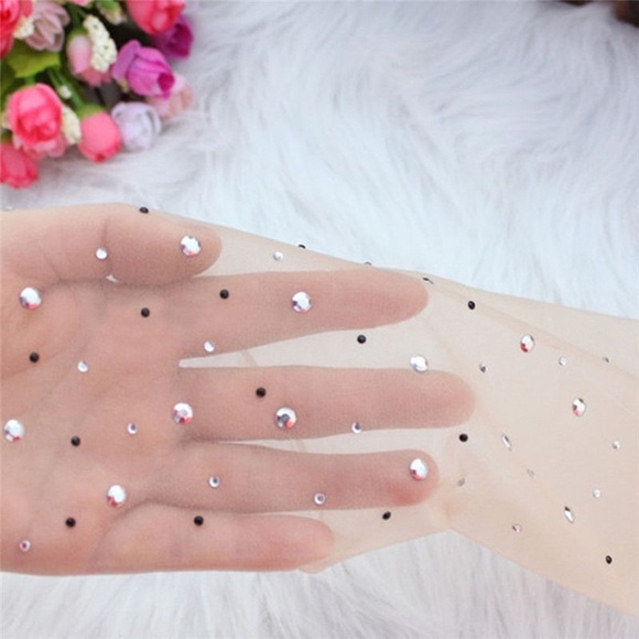 Beige Rhinestone Fishnets - Picture 4 of 5